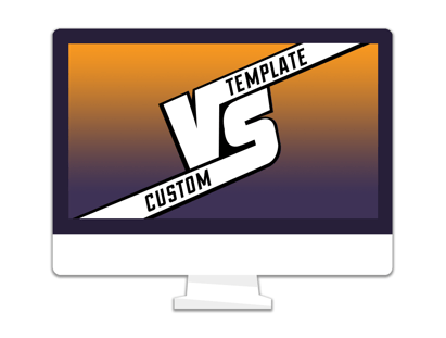 Illustration of computer depicting template versus custom web design